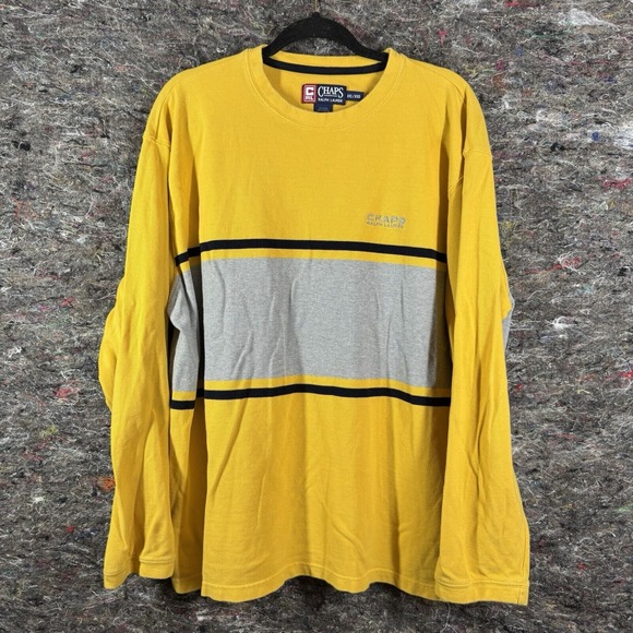 Chaps Ralph‎ Lauren Mens Shirt XXL Long Sleeve Knit Pullover Preppy Yellow - Picture 1 of 13
